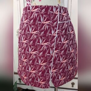 Floral Patterned Skirt in Burgundy and‎ Pink -003